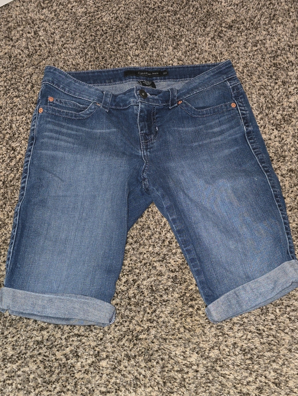 Calvin Klein Women's Dark Blue Boyfriend Denim Shorts